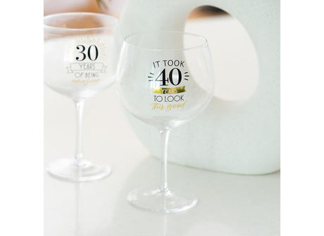 40th Birthday Balloon Glass