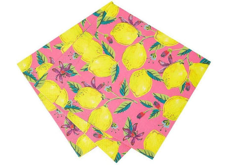 Boho Pink Lemon Napkins 20pk