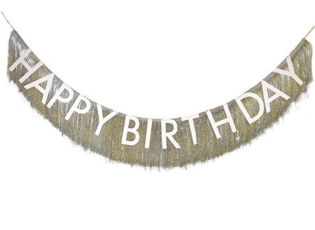 Gold Fringe Happy Birthday Bunting