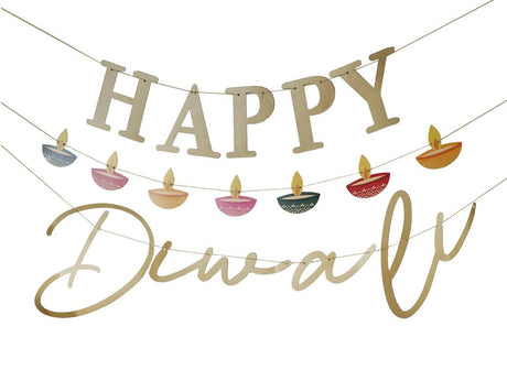 Gold Happy Diwali Banner Set