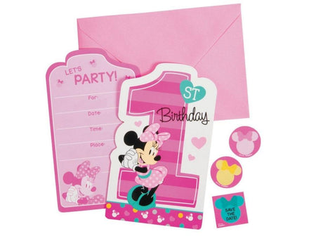 Minnie 1st Birthday Invitations 8pk