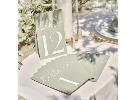 Sage Wedding Table Numbers 1-12