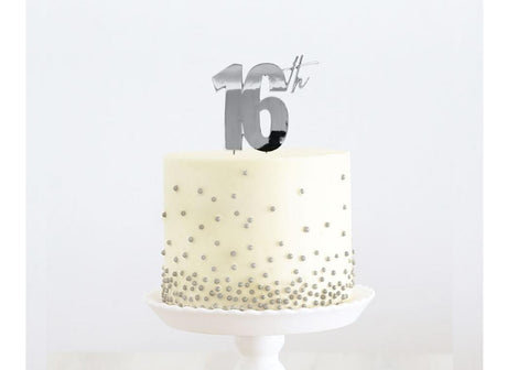 Silver Metal Cake Topper - 16th