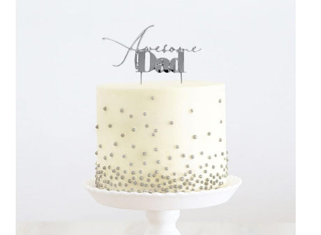 Silver Metal Cake Topper - Awesome Dad