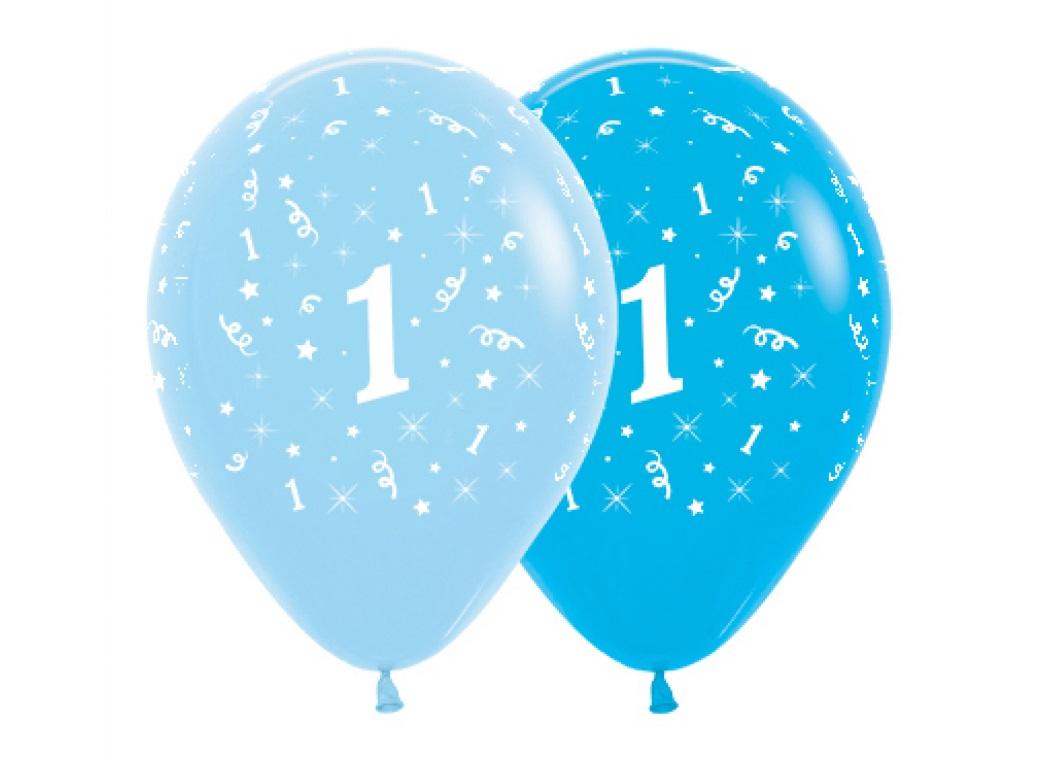 1st Birthday Balloons - Blue 6pk