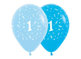 1st Birthday Balloons - Blue 6pk