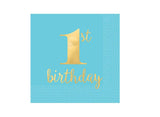 1st Birthday Blue Beverage Napkins 16pk