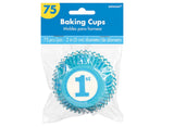 1st Birthday Cupcake Cases - Blue 75pk