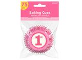 1st Birthday Cupcake Cases - Pink 75pk