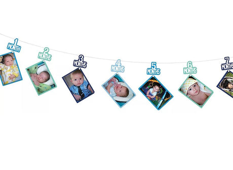 1st Birthday Photo Garland - Blue