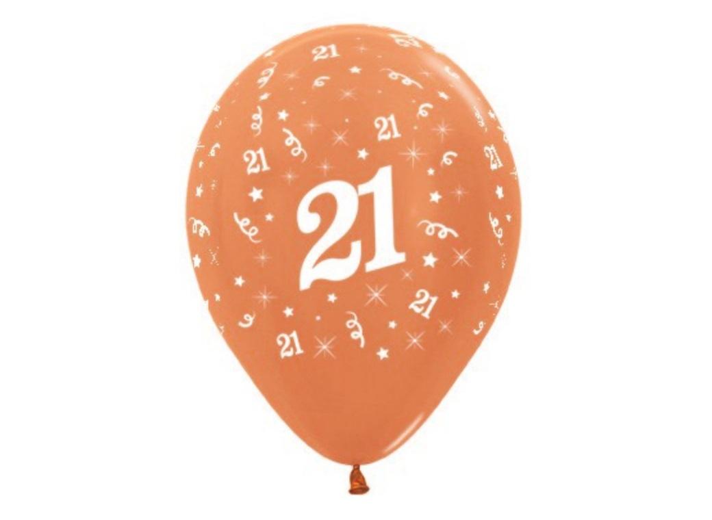 21st Birthday Balloons - Rose Gold