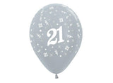 21st Birthday Balloons - Silver