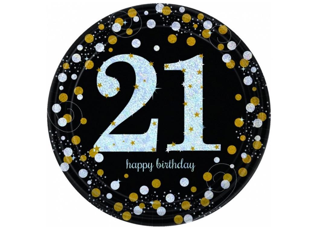 Sparkling 21st Birthday Plates 8pk