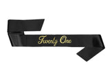 21st Birthday Sash - Black