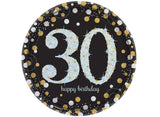 Sparkling 30th Birthday Plates 9pk