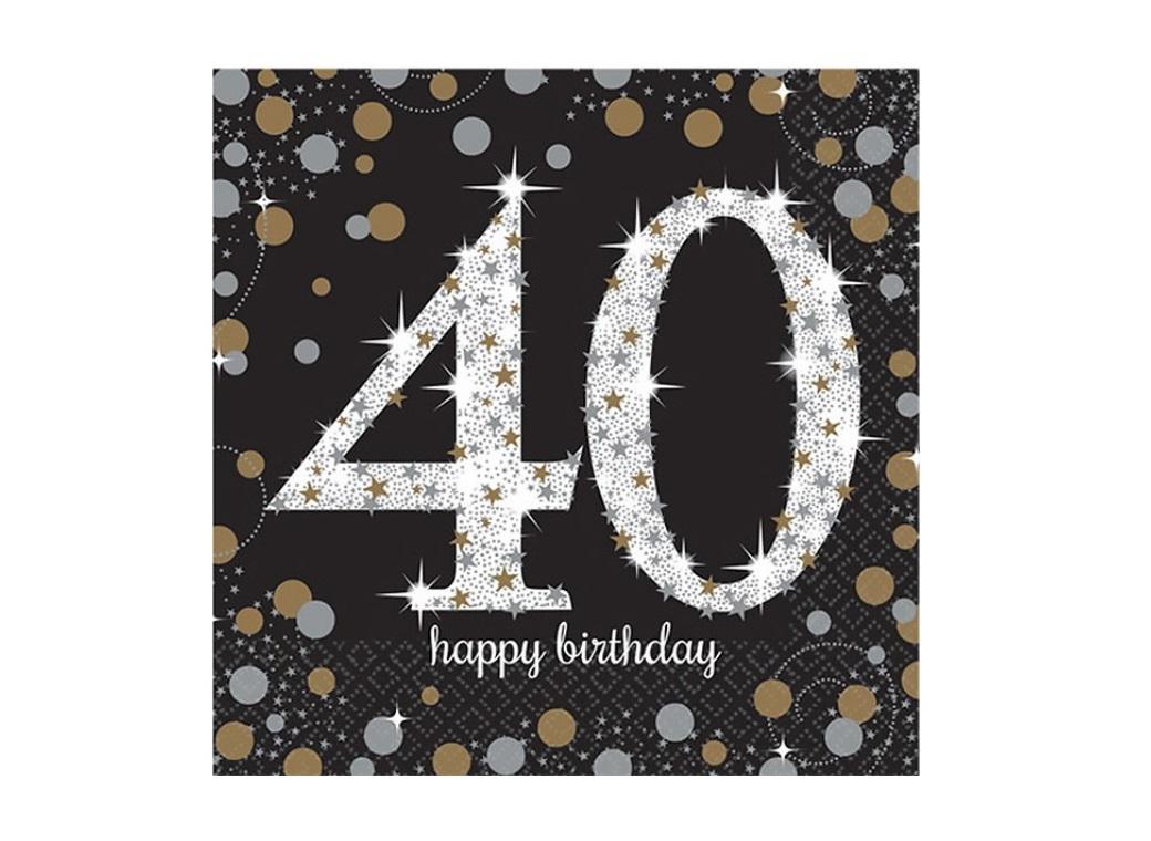 Sparkling 40th Birthday Lunch Napkins 16pk