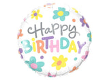 Retro Daisies Happy Birthday Foil Balloon