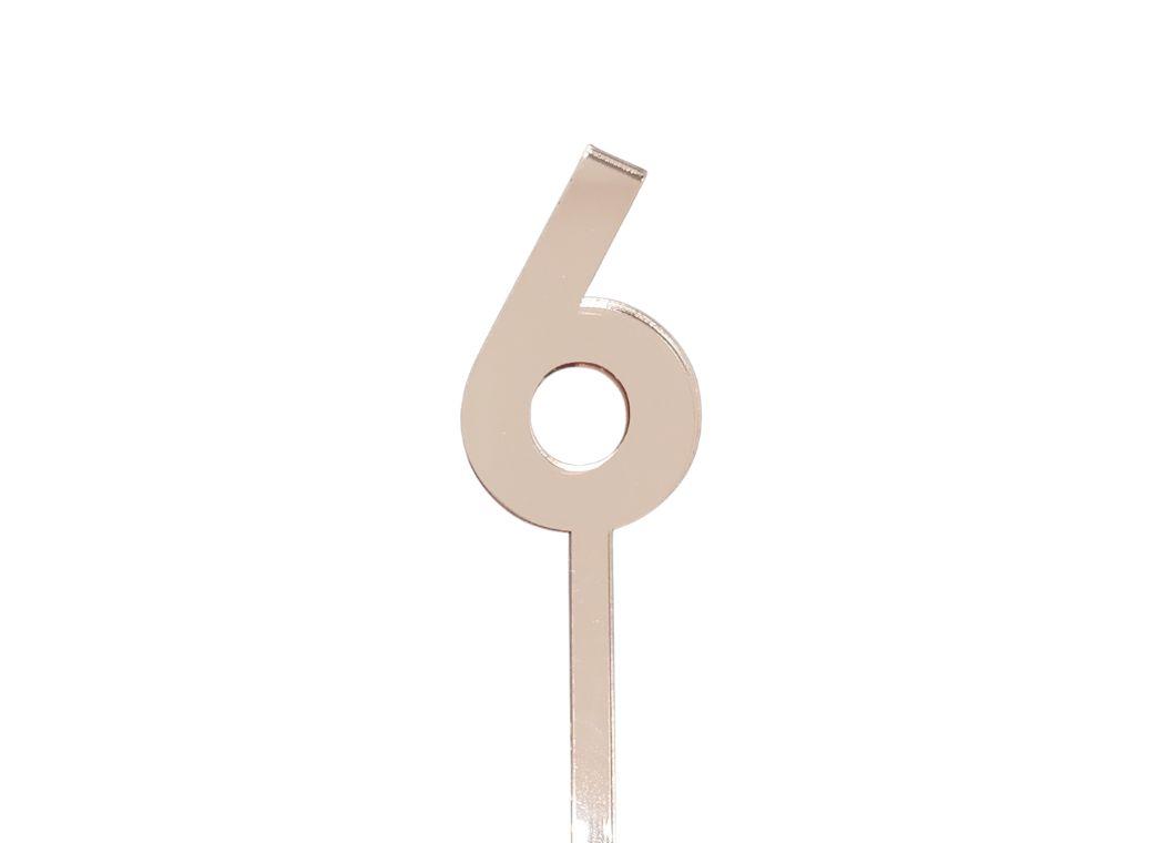 4.5cm Acrylic Number 6 - Rose Gold