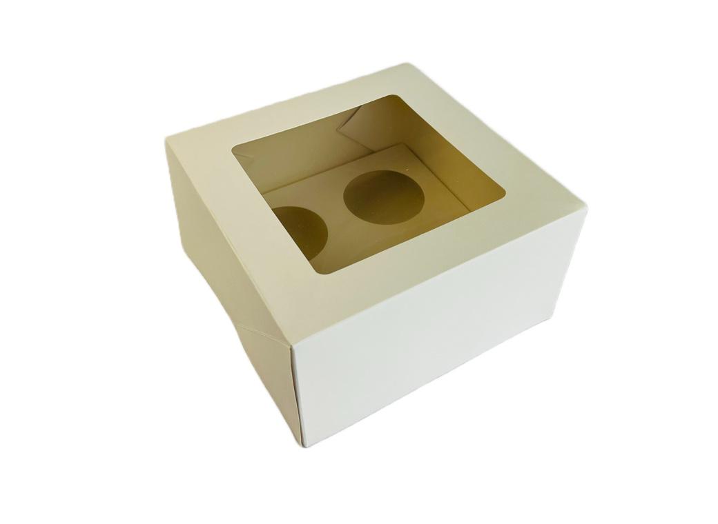 White Cupcake Box 4in 4-Hole