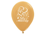 50th Anniversary Gold Balloons 5pk