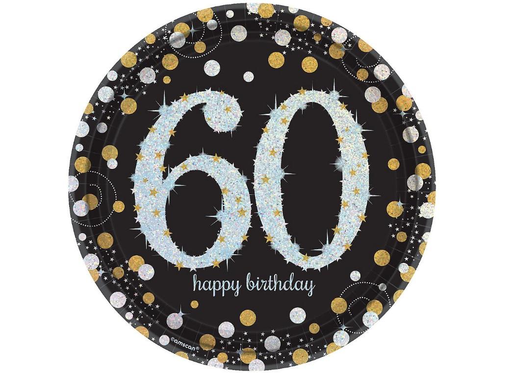 Sparkling 60th Birthday Plates 8pk