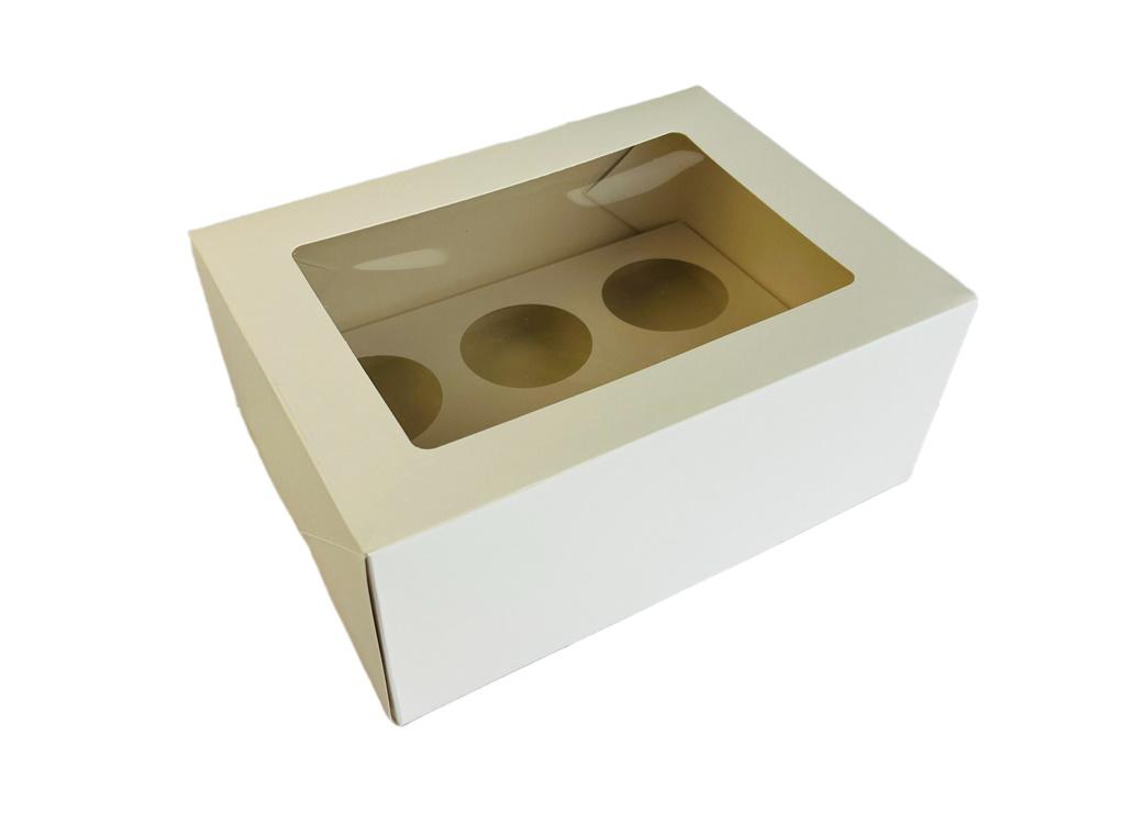 White Cupcake Box 4in 6-Hole