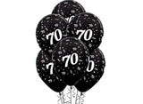 70th Birthday Balloons - Black 5pk