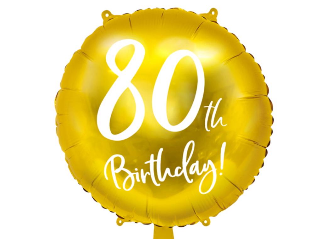 80th Birthday Gold Foil Balloon