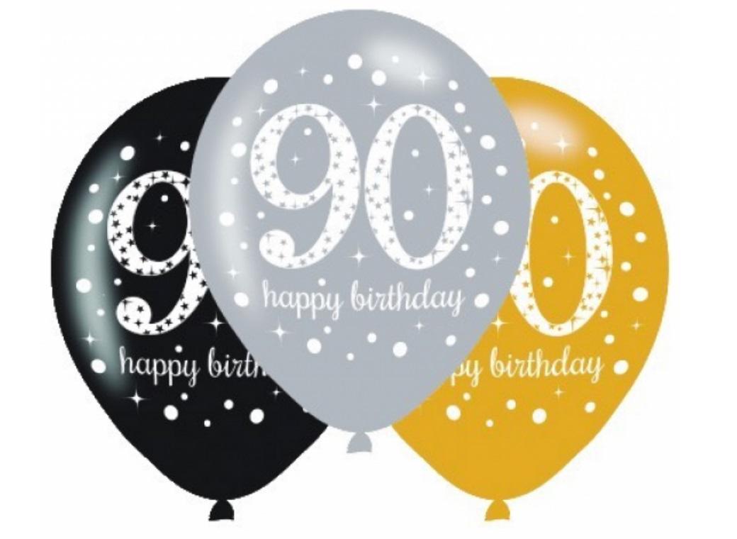 Sparkling 90th Birthday Balloons 6pk