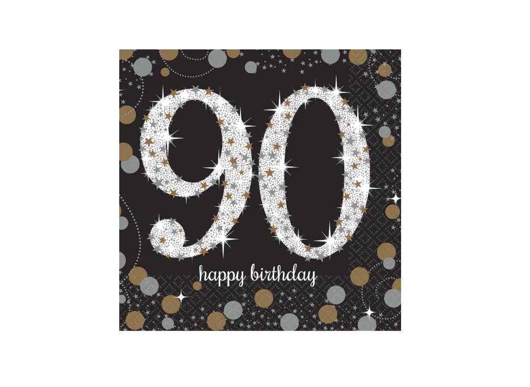 Sparkling 90th Birthday Beverage Napkins 16pk