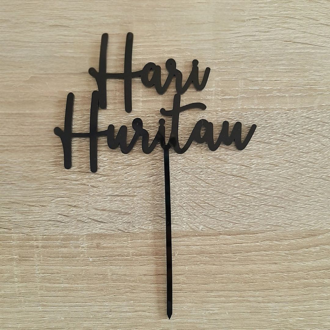 Hari Huritau Cake Topper - Black Acrylic