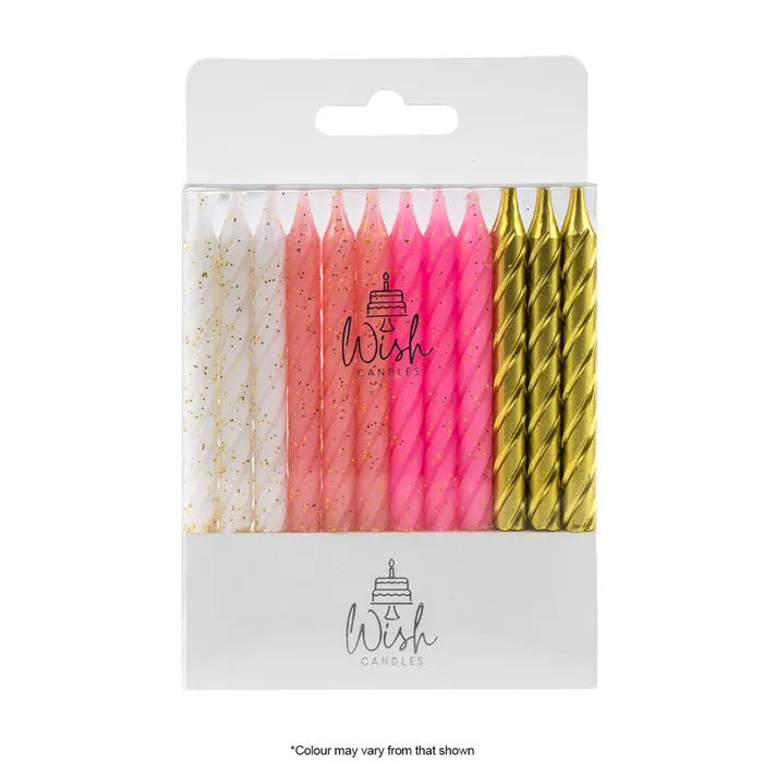 Pink Mixed Spiral Candles 24pk