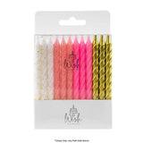 Pink Mixed Spiral Candles 24pk