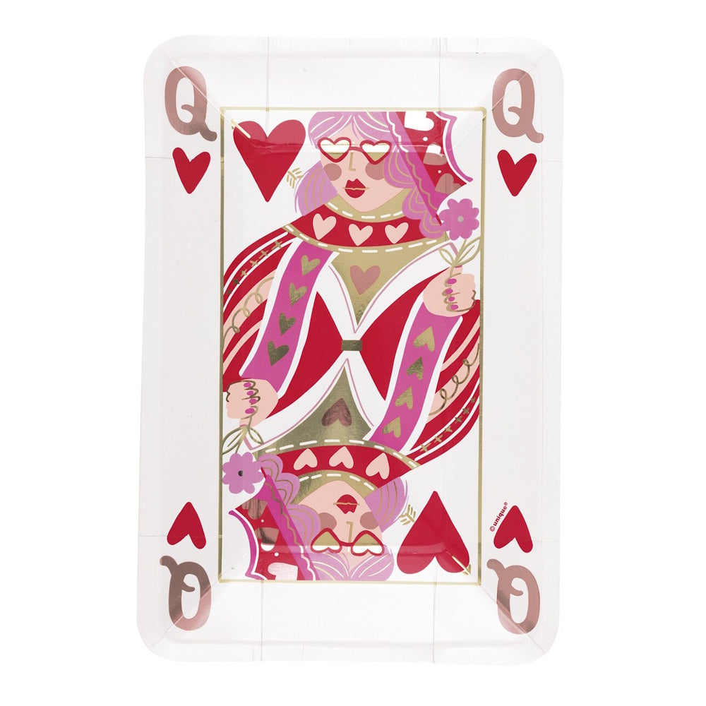 Queen of Hearts Playing Card Shaped Plates 8pk