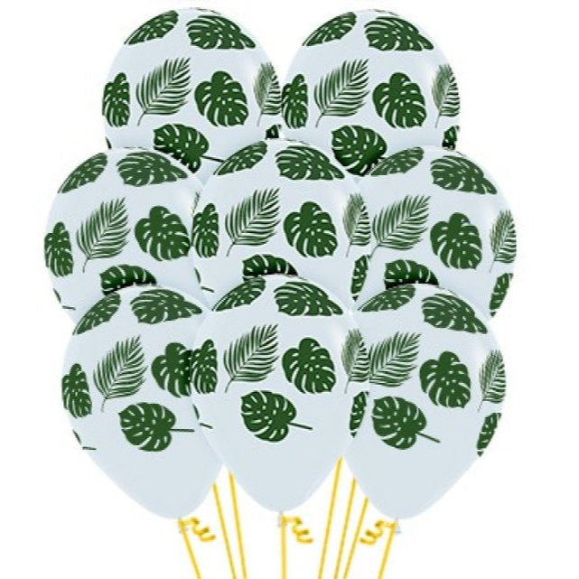 Tropical Leaves on Clear Balloons 12pk