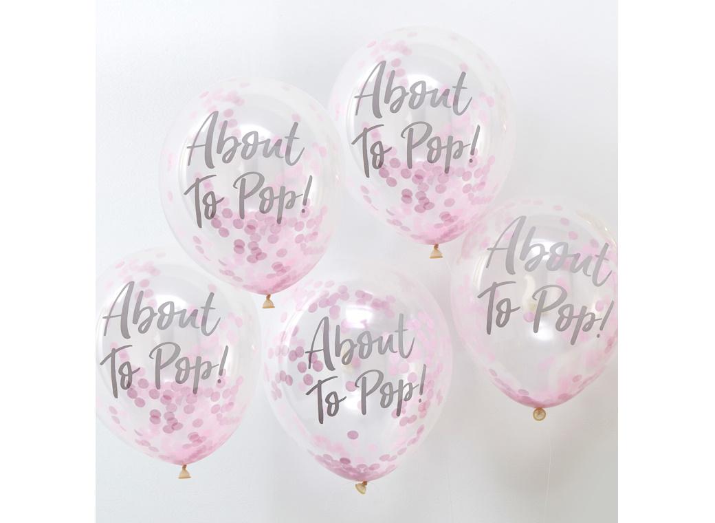 About to Pop Pink Confetti Balloons 5pk