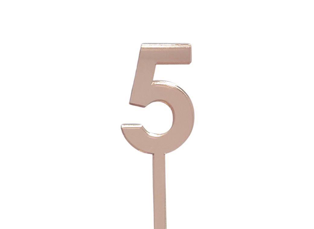 4.5cm Acrylic Number 5 - Rose Gold