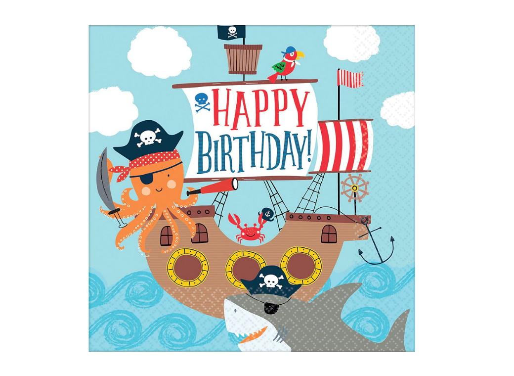 Ahoy Pirate Shark Lunch Napkins 16pk