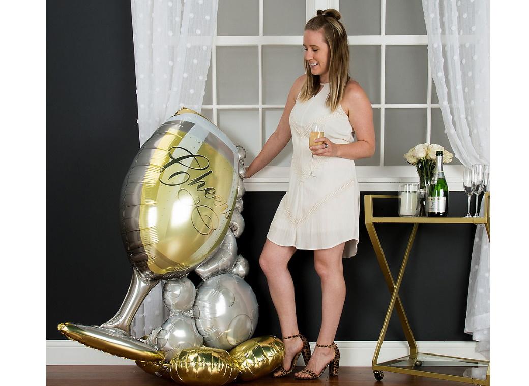 AirLoonz Bubbly Wine Glass Foil Balloon