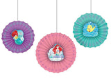 Ariel Paper Fan Decorations 3pk