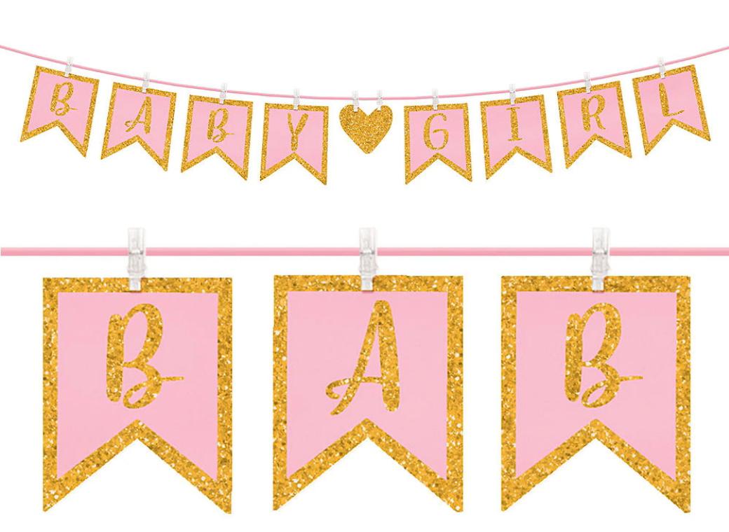 Baby Girl Clothes Peg Glitter Banner