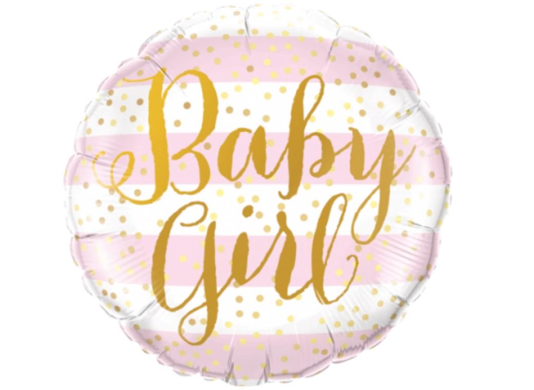 Baby Girl Pink Stripes Foil Balloon