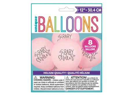 Pink Baby Shower Balloons 8pk