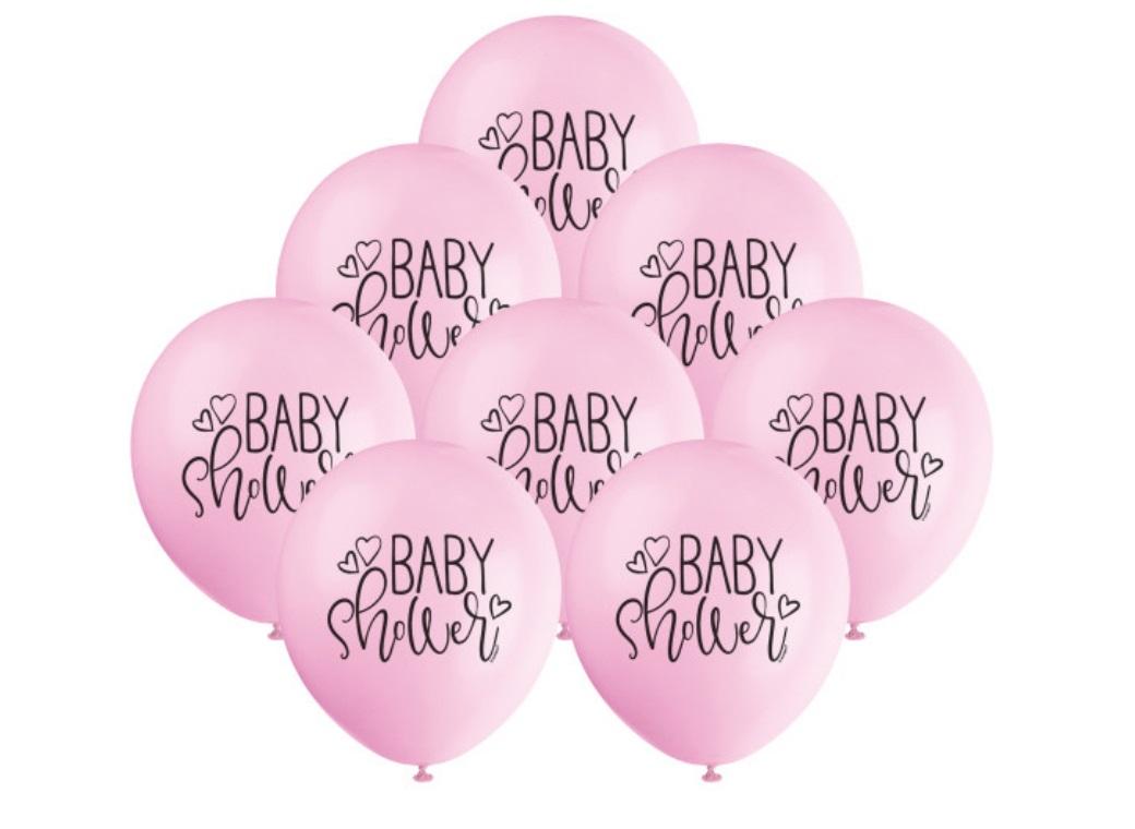 Pink Baby Shower Balloons 8pk