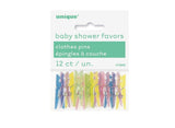 Baby Shower Mini Clothes Pegs 12pk Multi