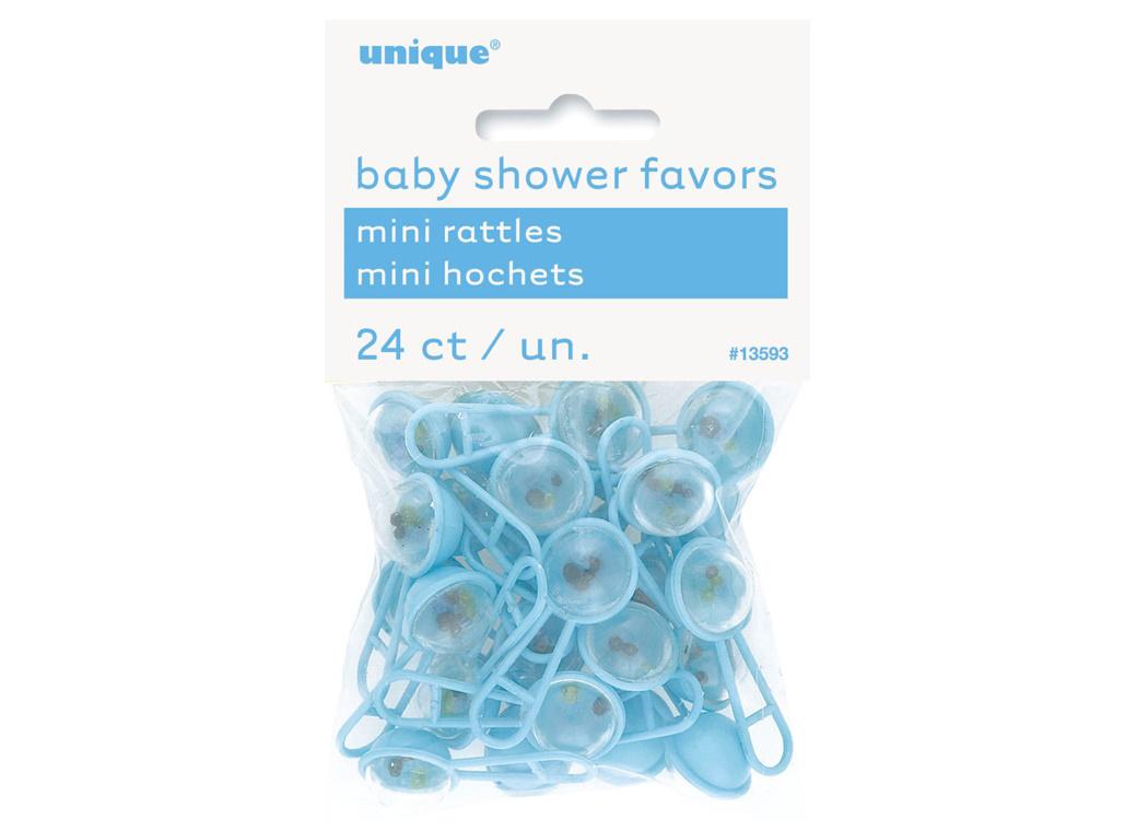 Baby Shower Favours Mini Rattles 24pk Blue