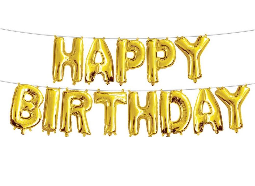 Balloon Banner Kit - Gold Happy Birthday