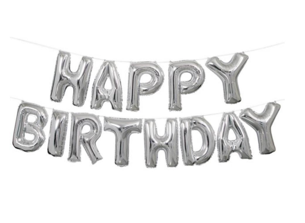 Balloon Banner Kit - Silver Happy Birthday