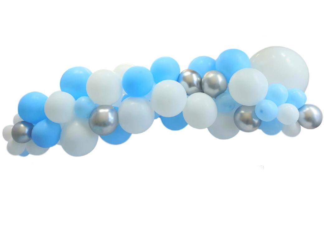 Balloon Garland Kit - Blue, White & Silver