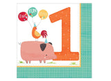 Barnyard Birthday 1st Birthday Lunch Napkins 16pk